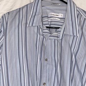 Calvin Klein blue and gray striped button up shirt